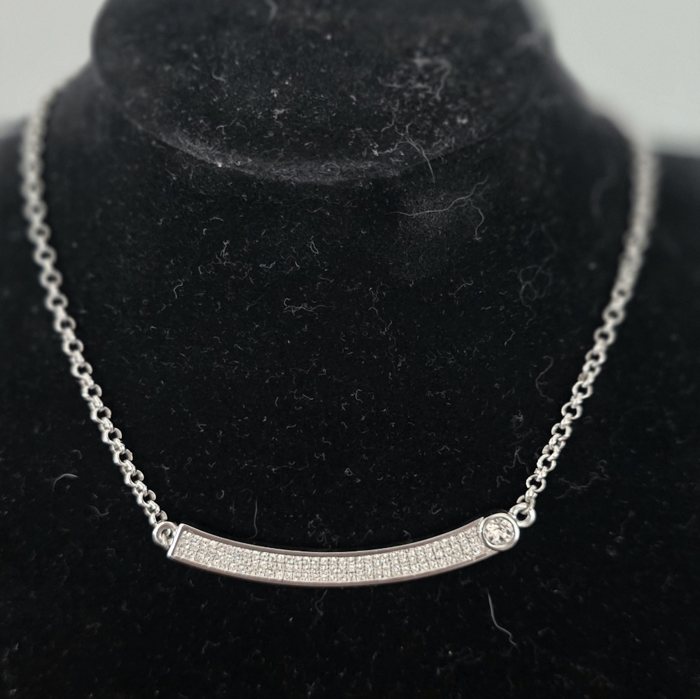 Touchstone Crystal Curved Bar Necklace